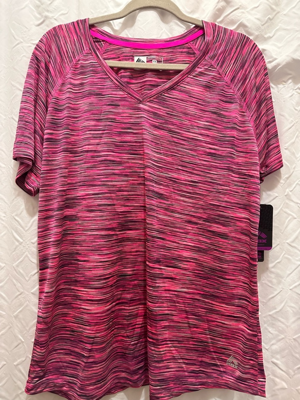 RBX Women’s Pink Space-Dye Short Sleeve V-Neck Athletic Tee